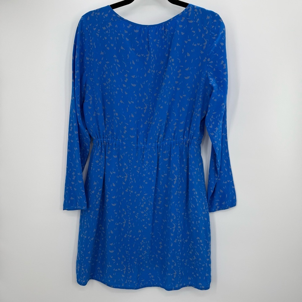 Madewell Silk Broadway & Broome Blue Long Sleeve Mini Dress Sundress Size 6 - Picture 7 of 9
